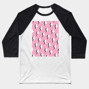 Lightning Bolt Pattern on Pink Baseball T-Shirt